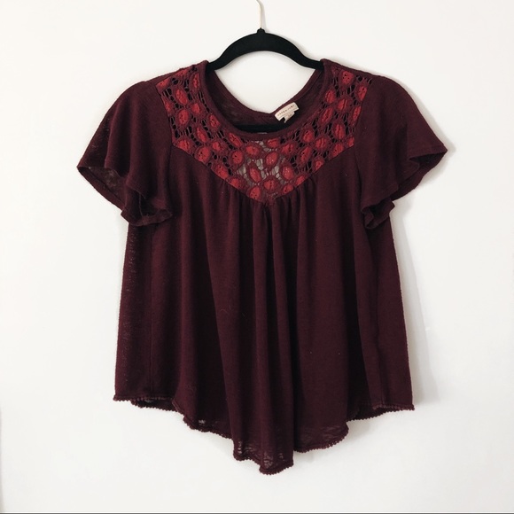 Free People Tops - Maroon lace top
